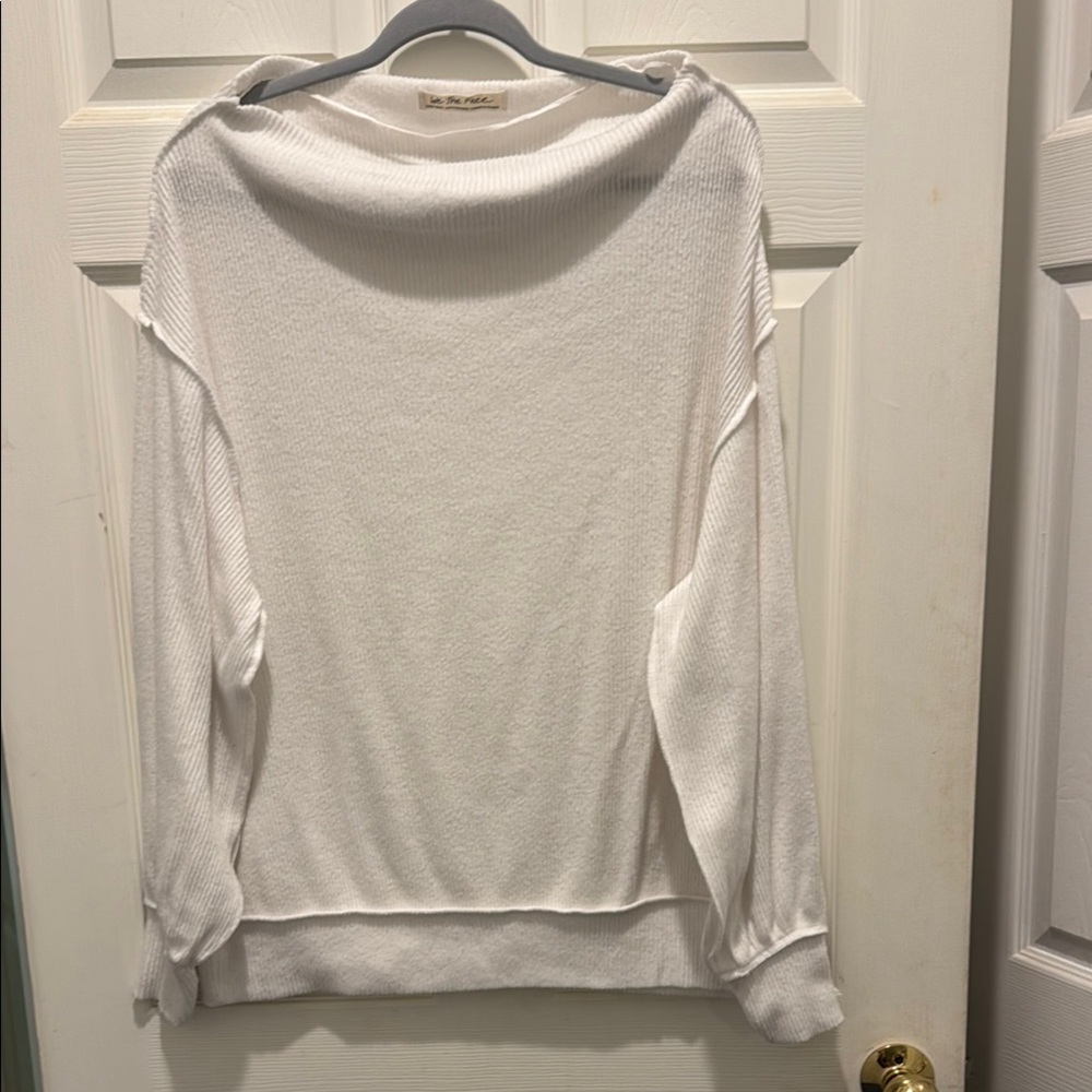 We The‎ Free White Crew Neck Sweater Relaxed Fit